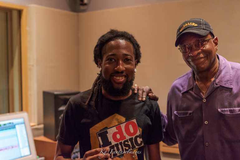Keith David and Patchwerk engineer Evan Melville during a session at Patchwerk Recording Studios.